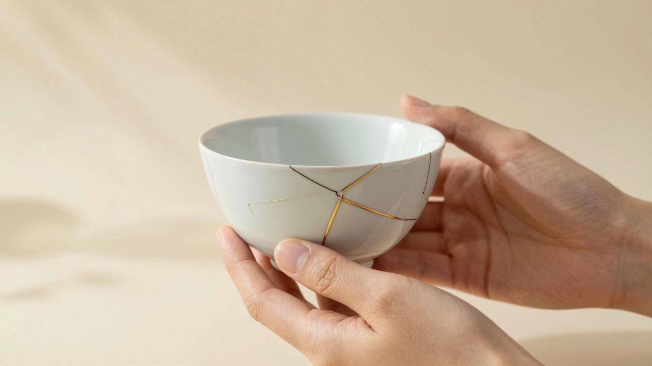 Hands mending a cracked bowl with gold, symbolizing mental health recovery.