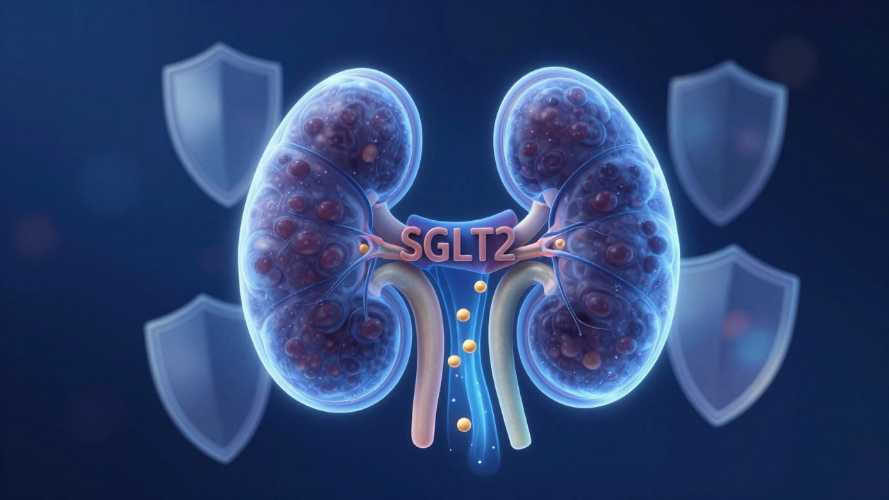 3D render of kidney filtering glucose for health