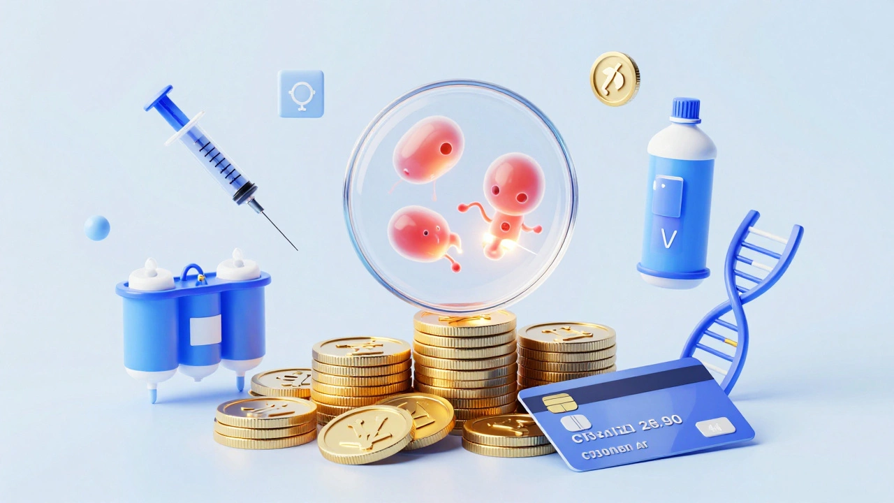 Petri dish on coins representing high IVF costs