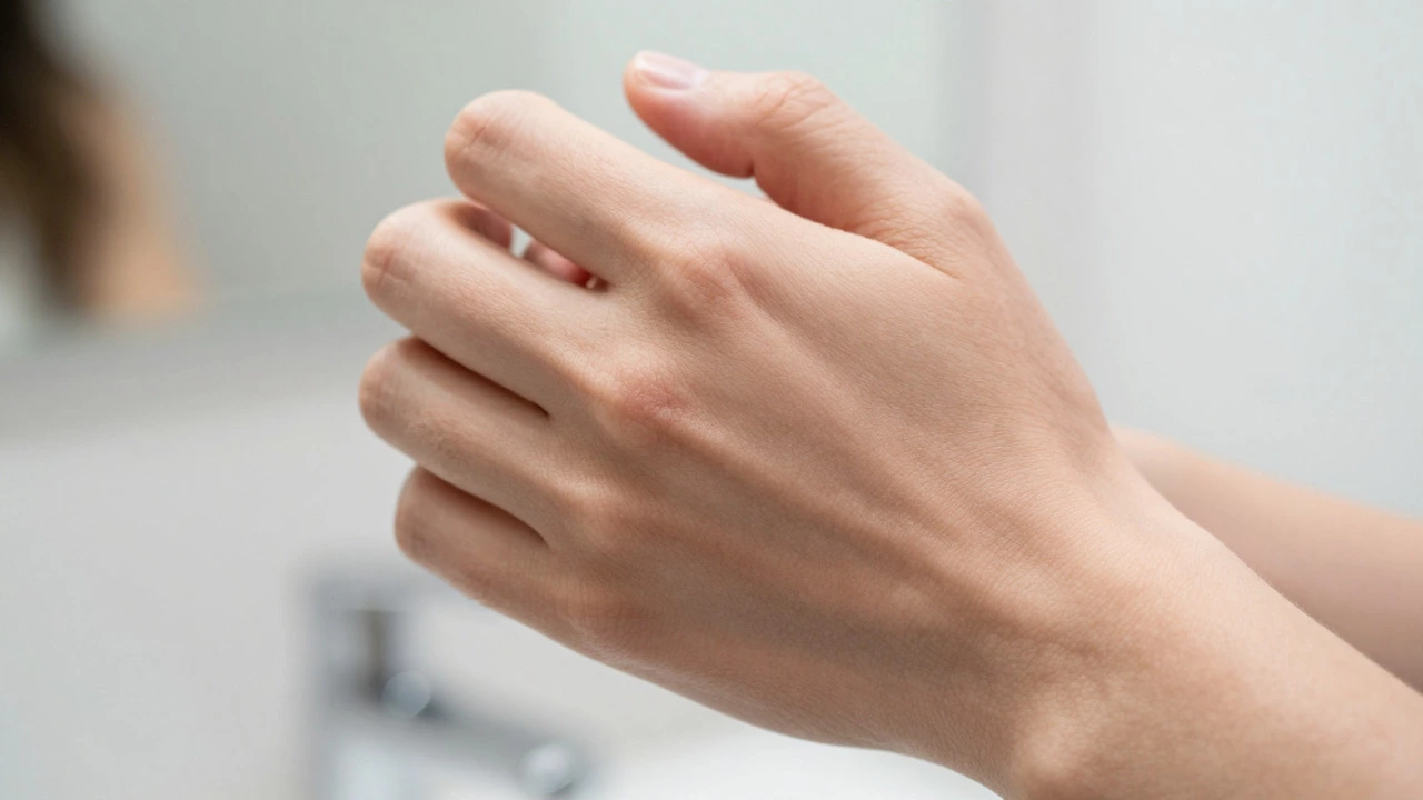 Hand performing self-exam for early cancer detection