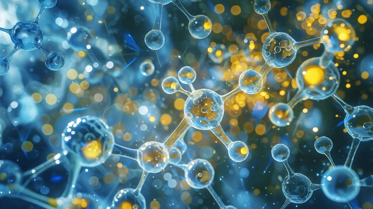 Abstract visualization of NDMA molecule formation during drug manufacturing